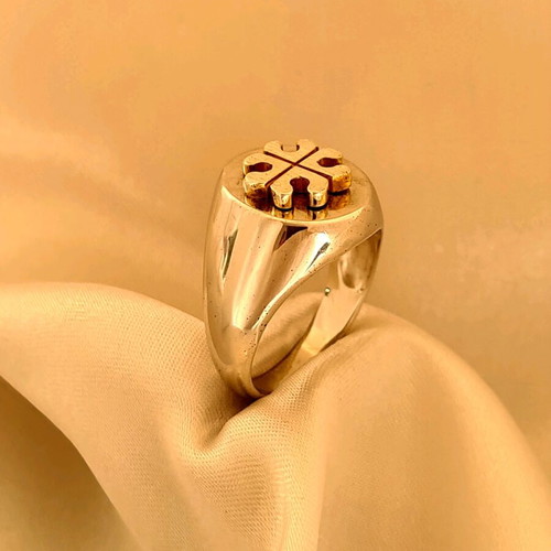 Silver 925 ring new with cross and hearts motif