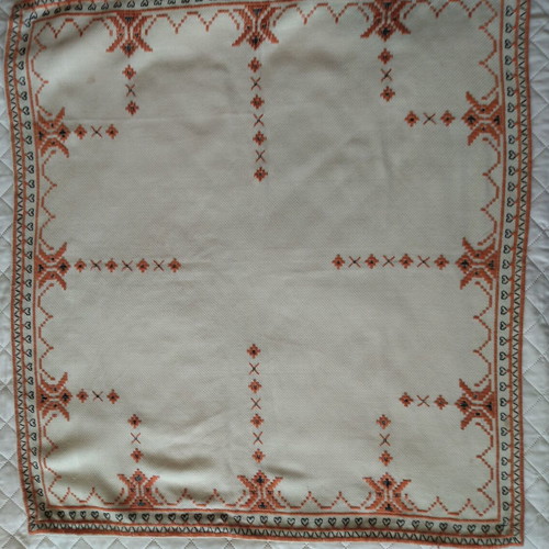 Hand embroidered tablecloth new, size 70-72 cm