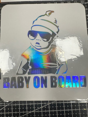 Baby on Board sticker used with holographic effect