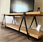  Ξύλινο τραπέζι τηλεόρασης να μεταλλική βάση (160x40x60)(Σε άριστη κατάσταση)