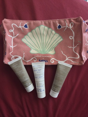Korres Black Pine & Greek Yoghurt skincare set with Naked Summers pouch