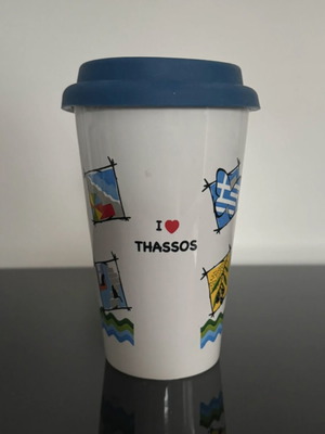 Thassos ceramic cup with silicone lid like new