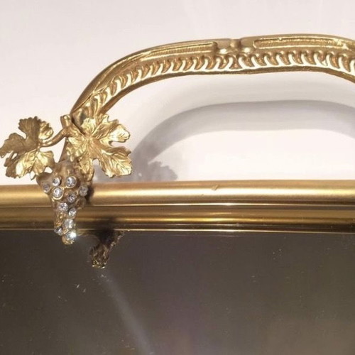 Metal tray with smoked mirror new