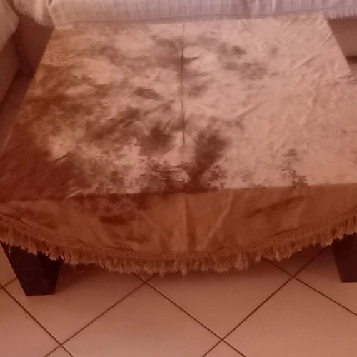 Velvet round tablecloth with fringes, 170 cm diameter