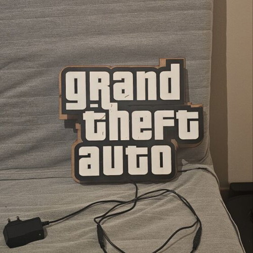 Grand Theft Auto handmade lamp with red LED lighting used