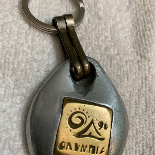 Athens 1996 keychain with gold-plated brass plaque