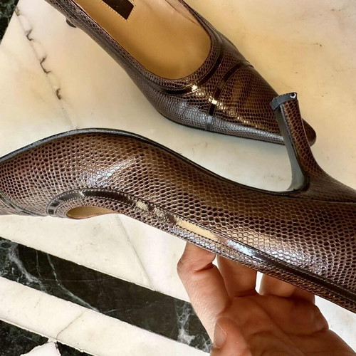 J. Bournazos leather pumps with snake pattern like new