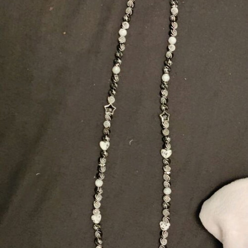 Black and white necklace new with stars and hearts, 62cm length