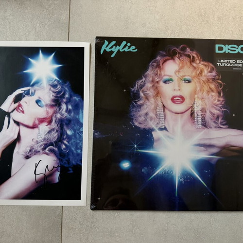 Kylie Minogue Disco Turquoise Vinyl with Hand-Signed 12" Art Print new