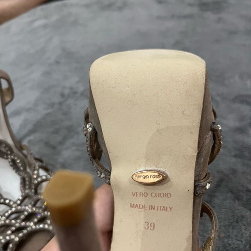 Sergio Rossi suede sandals with Swarovski new, size 39, beige