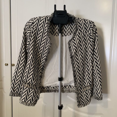 Mango wool jacket black and white size small like new