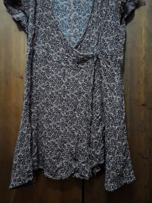 Dress tunic mini wrap in pink-purple and black, like new, XXL