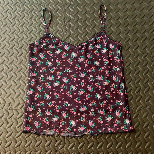 Stradivarius floral women's top like new, black with thin straps