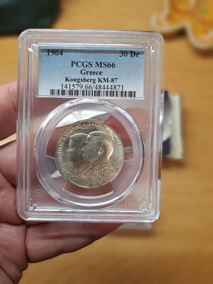 1964 Ελλάδα 30 Dr Kongsberg KM-87 νόμισμα PCGS MS66