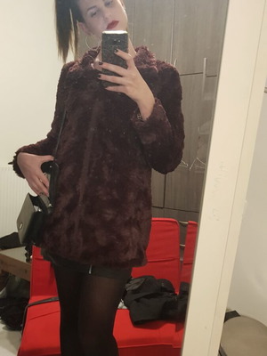 Vero Moda fur coat burgundy like new, size M