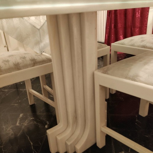 Marble dining set with glass and used coffee table