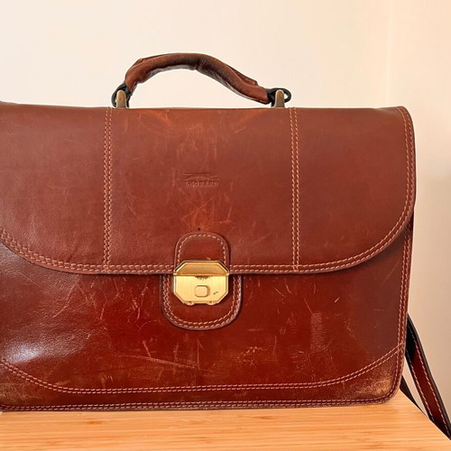 Leather Briefcase used, brown vintage style