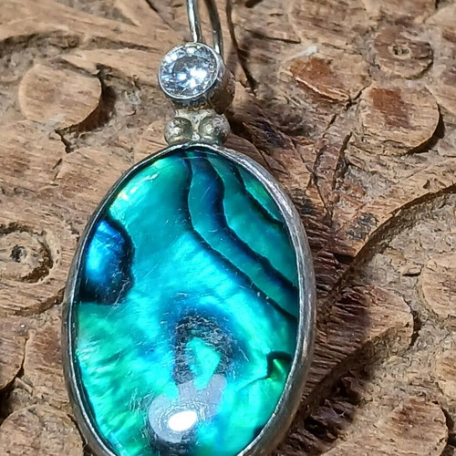 Earrings used, 950 silver with natural abalone shell