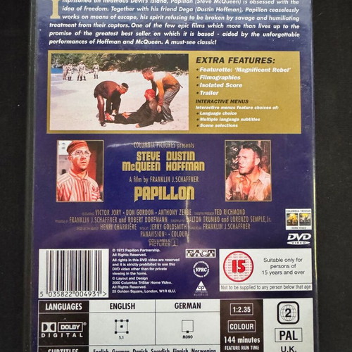 Papillon DVD like new, biography drama
