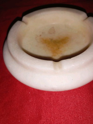Vintage carved marble ashtray used, handmade
