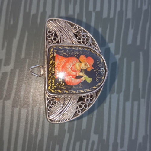 Retro decorative box used, Palekh miniature style