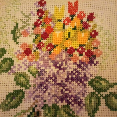 Handmade vintage embroidery flowers for frame or small doily new