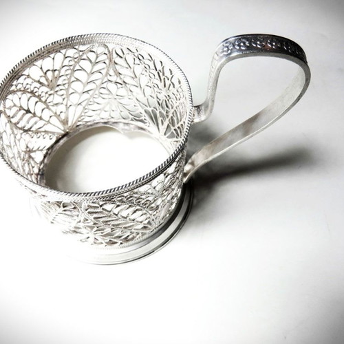 Set of six silver filigree glass holders new, 480g