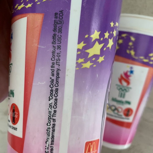 Atlanta 1996 Coca Cola McDonald's Plastic Cups limited edition