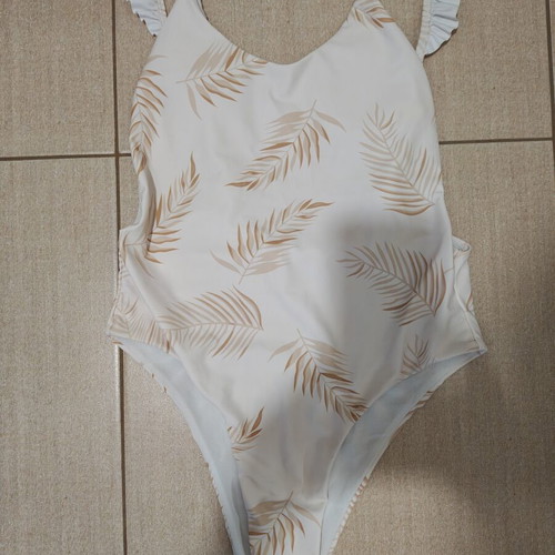 White one-piece swimsuit with open back