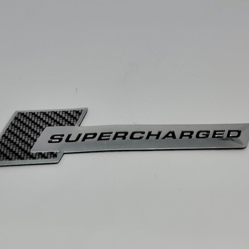Supercharged Aluminum 3D Car Emblem like new, carbon look