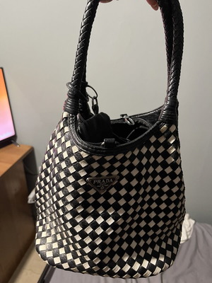 Prada handbag used, black and white