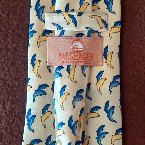 Passenger silk tie with dolphin print