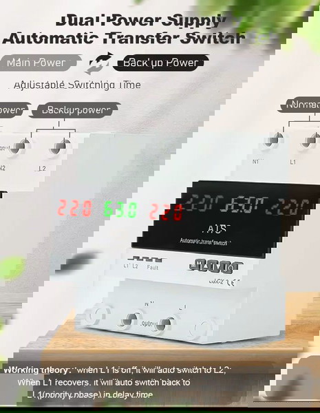 2P 220V προστασία πάνω και κάτω από τάση ρυθμιζόμενο στα 63A διακόπτης αλλαγής με ψηφιακή οθόνη
