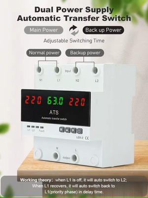 2P 220V προστασία πάνω και κάτω από τάση ρυθμιζόμενο στα 63A διακόπτης αλλαγής με ψηφιακή οθόνη