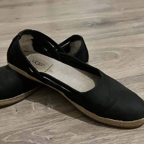 Ugg black suede espadrille ballerinas like new