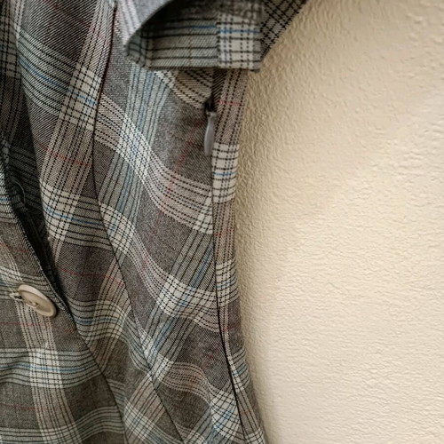 Retro Plaid Mini Dress with Square Neckline and Buttons like New