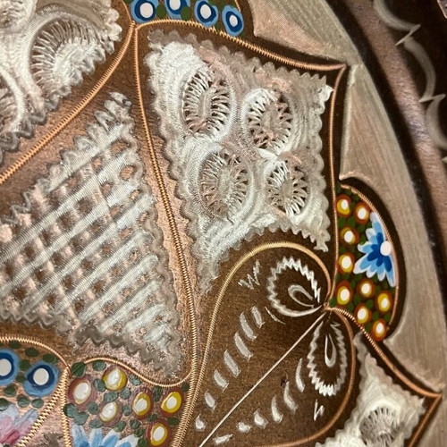 Bronze serving tray with handmade designs like new