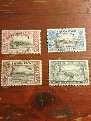 Γραμματόσημα Sierra Leone 1938 King George VI μεταχειρισμένα 1,3,4 & 6 pence