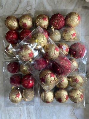 Christmas balls like new, pack of 36, large gold and red