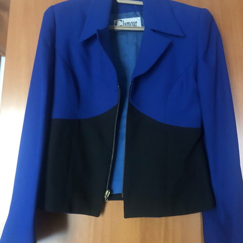 Women's short jacket used, black and blue, size S