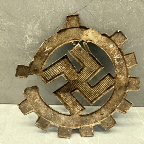 Large German Metal DAF Emblem WWII - Deutsche Arbeitsfront