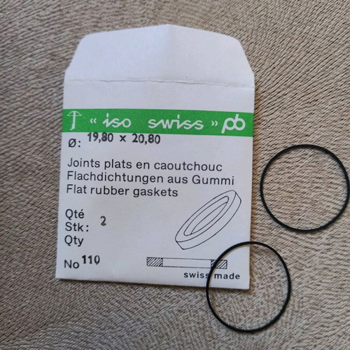 Flat gasket for watch new, set of 2, Iso Swiss