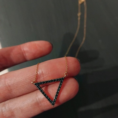 Pendant rose gold 585 with black zircon stones like new