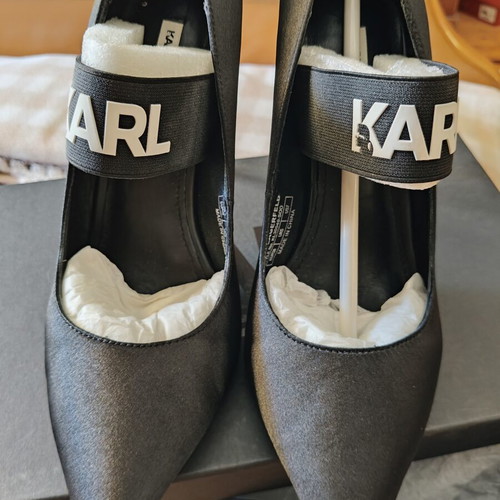 Karl Lagerfeld satin black pumps like new, size 38