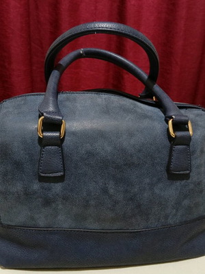 Handbag and shoulder bag used, petrol color, large capacity