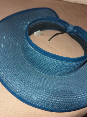 blue straw hat