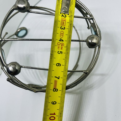 Vintage table decor metal and glass base used