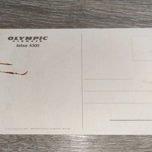 Olympic Airways aviation card used, Airbus A300