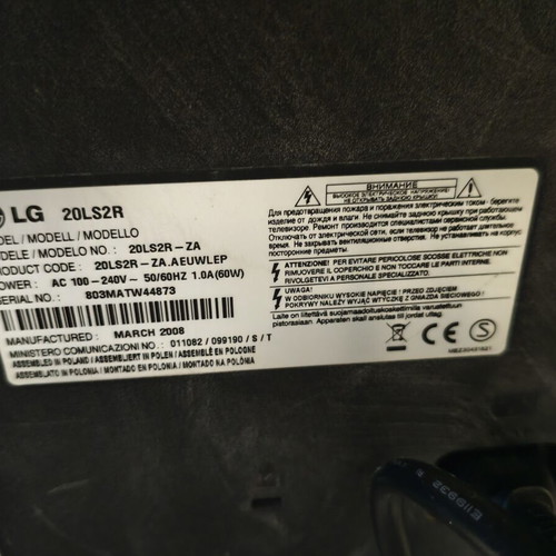 LG 20LS2R-ZA TV with Osio OST-2660D decoder like new