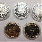  5 αναμνηστικά νομίσματα στις κάψουλες τους (πακέτο)